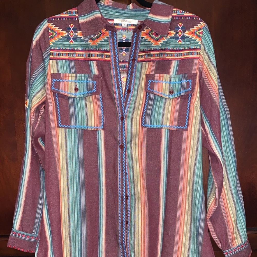 Andree By Unit Multi Color Western Button Down - image 2